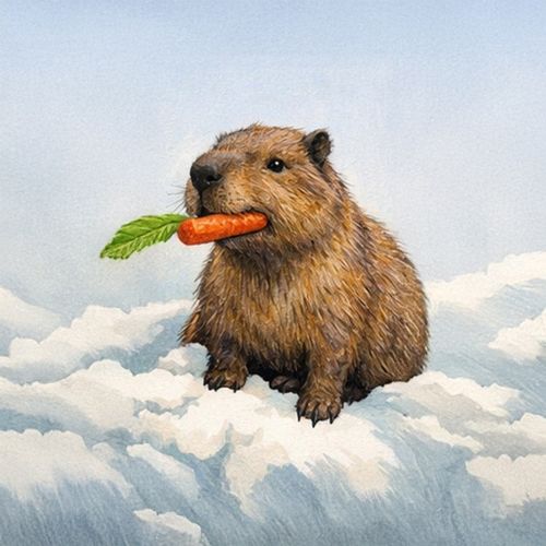 Бобер С Веткой.jpg — Картинки для брелков / Разное, 2072×2072, обои скачать бесплатно