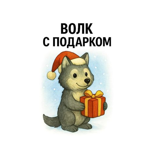 Волк С Подарком.jpg — Картинки для брелков / Разное, 2072×2072, обои скачать бесплатно