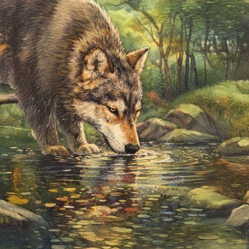 Волк У Воды.jpg — Картинки для брелков / Разное, 2072×2072, обои скачать бесплатно