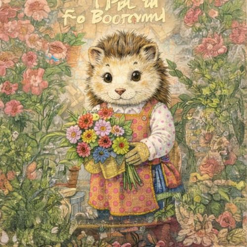 Еж С Цветами.jpg — Картинки для брелков / Разное, обои скачать бесплатно