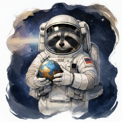 Енот Космонавт.jpg — Картинки для брелков / Разное, обои скачать бесплатно