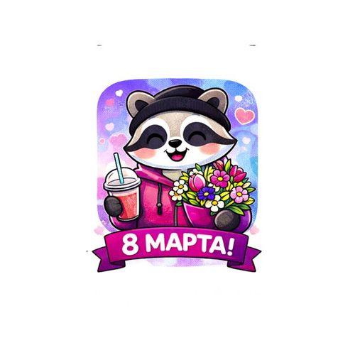 Енот Марта Цветы.jpg — Картинки для брелков / Разное, обои скачать бесплатно