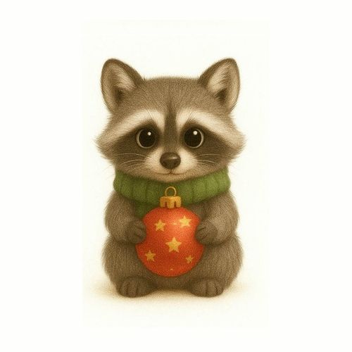 Енот С Гирляндой.jpg — Картинки для брелков / Разное, обои скачать бесплатно