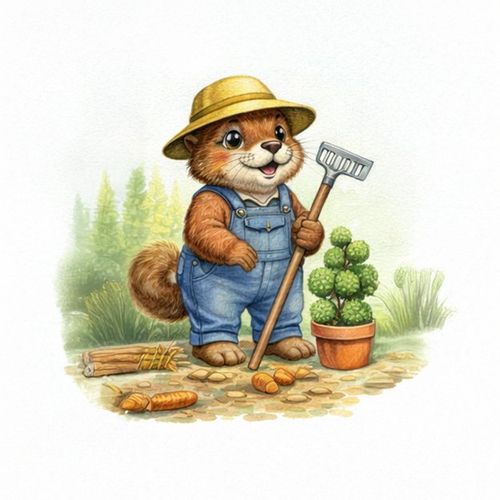 Енот Садовник.jpg — Картинки для брелков / Разное, обои скачать бесплатно