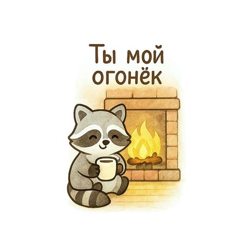 Енот У Камина 2.jpg — Картинки для брелков / Разное, обои скачать бесплатно