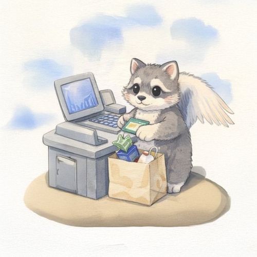 Енот У Кассы.jpg — Картинки для брелков / Разное, обои скачать бесплатно