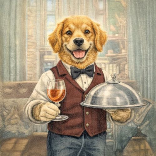 Золотистый Ретривер Официант.jpg — Картинки для брелков / Разное, обои скачать бесплатно