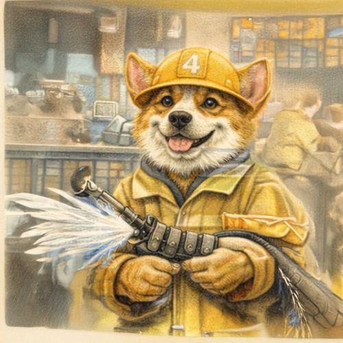 Золотистый Ретривер Пожарный 5.jpg — Картинки для брелков / Разное, обои скачать бесплатно