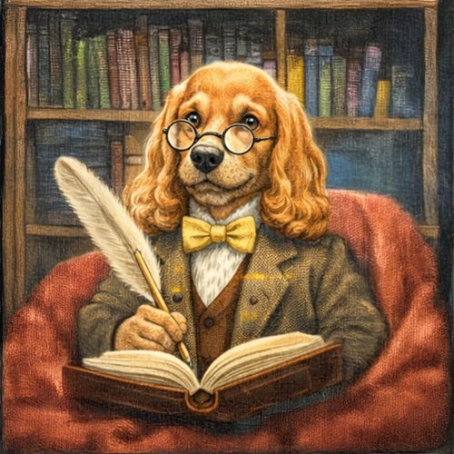 Кокер Спаниель Писатель.jpg — Картинки для брелков / Разное, 2072×2072, обои скачать бесплатно
