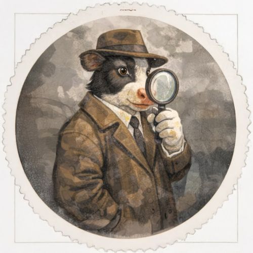 Корова Детектив.jpg — Картинки для брелков / Разное, 2072×2072, обои скачать бесплатно