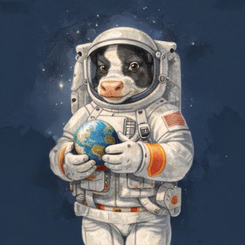 Корова Космонавт.jpg — Картинки для брелков / Разное, 2072×2072, обои скачать бесплатно