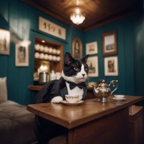 Кот В Кафе.jpg — Картинки для брелков / Разное, 2072×2072, обои скачать бесплатно