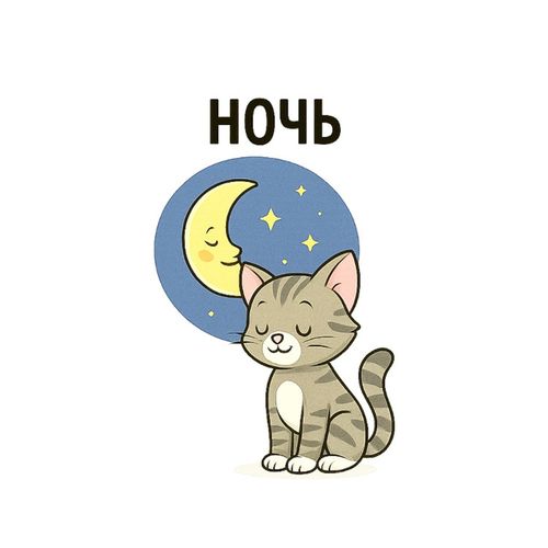 Кот И Луна 2.jpg — Картинки для брелков / Разное, 2072×2072, обои скачать бесплатно