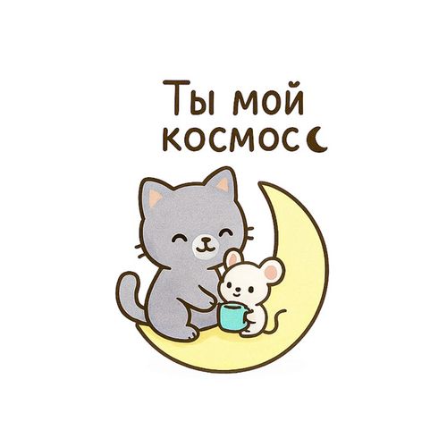 Кот И Луна 3.jpg — Картинки для брелков / Разное, 2072×2072, обои скачать бесплатно