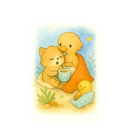 Кот И Утенок.jpg — Картинки для брелков / Разное, 2072×2072, обои скачать бесплатно