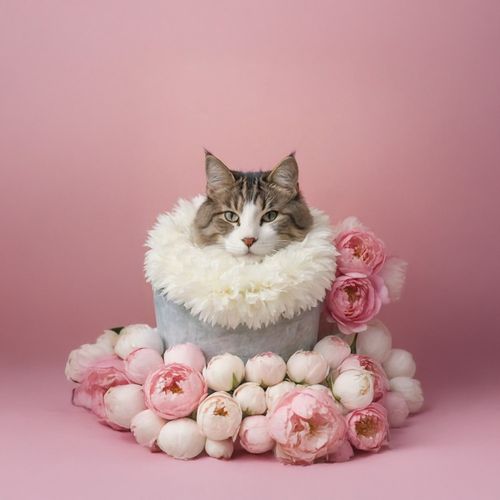 Кот На Подушке Из Роз.jpg — Картинки для брелков / Разное, 2072×2072, обои скачать бесплатно