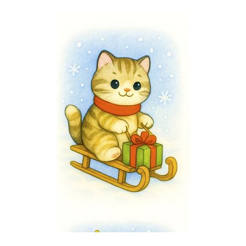 Кот На Санках.jpg — Картинки для брелков / Разное, 2072×2072, обои скачать бесплатно