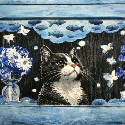 Кот О Рыбах.jpg — Картинки для брелков / Разное, 2072×2072, обои скачать бесплатно
