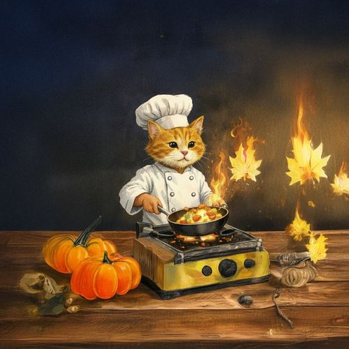 Кот Повар У Плиты.jpg — Картинки для брелков / Разное, 2072×2072, обои скачать бесплатно
