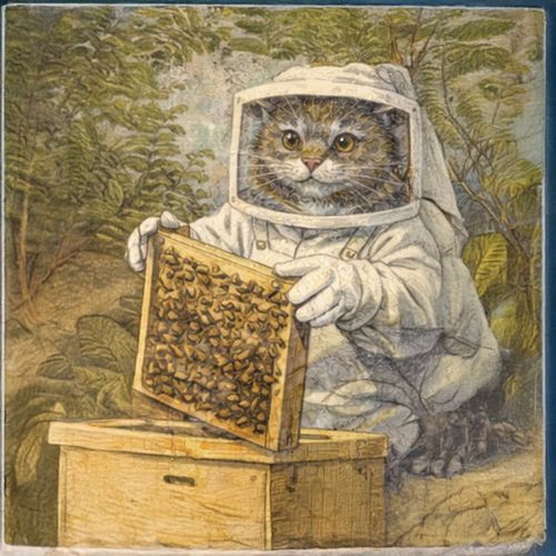 Кот Пчеловод.jpg — Картинки для брелков / Разное, 2072×2072, обои скачать бесплатно