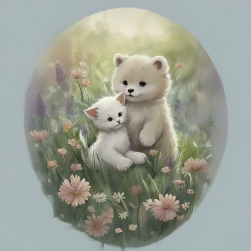 Котенок И Медвежонок.jpg — Картинки для брелков / Разное, 2072×2072, обои скачать бесплатно